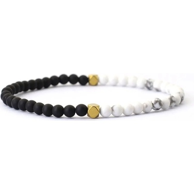 Daniel Dawson Pánský korálkový náramek Ewson - 4 mm bílý howlit, achát NR2282 Bílá/čirá 21 cm