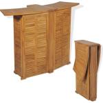 vidaXL Сгъваема бар маса, 155x53x105 см, тиково дърво масив (43804)