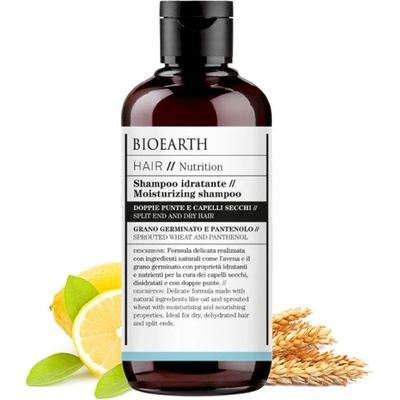 Bioearth Moisturizing shampoo Šampon pro suché vlasy a roztřepené konečky 250ml