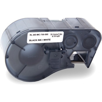 Pro Brady Brady MC-750-595-WT-BK / 143372, Лента за етикетиране, 19.05 mm x 7.62 m, черен печат / бял фон, съвместима лента (RL-BD-MC-750-595-BK/WT)
