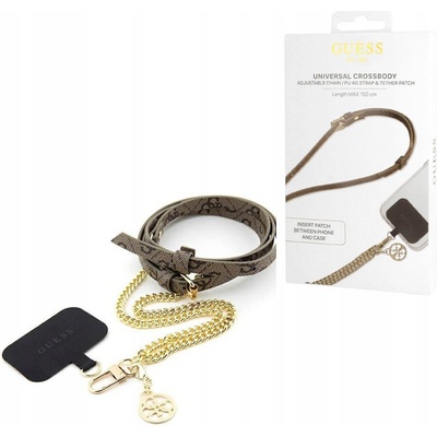 Pouzdro Guess Crossbody Popruh PU 4G Chain with Charm Gold/ hnedé