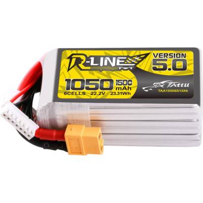 Tattu LiPo батерия Tattu R-Line 5.0 1050mAh 22.2V 6S 150C (TAA10506S15X6)