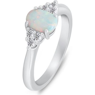 Brilio Silver Slušivý stříbrný prsten s opálem a zirkony RI109W