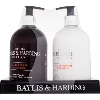 Baylis & Harding Černý pepř a Ženšen tekuté mydlo 500 ml + mlieko na ruky 500 ml darčeková sada