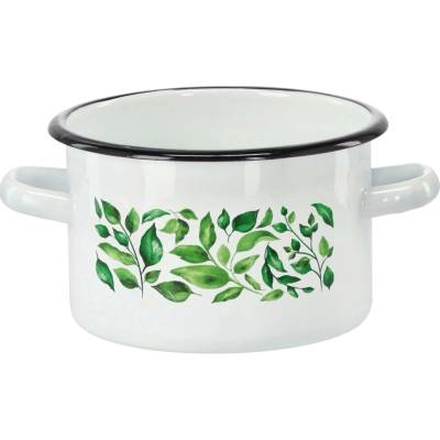 marka niezdefiniowana Emailový hrnec 2 l 16 cm bílý fikus *9143