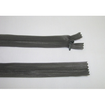 Zips krytý 3mm šedá nedeliteľný 40cm dederon