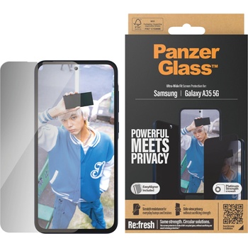 Panzer Стъклен протектор PanzerGlass за Samsung Galaxy A35 5G, Privacy, Recycled, UWF, Черен