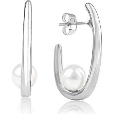 Meucci Ocelové visací náušnice s perlou DE585