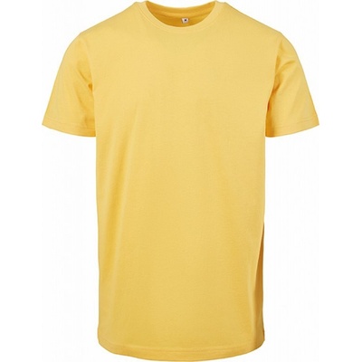Build Your Brand Pevné úzké dlouhé triko s kulatým lemem Taxi Yellow