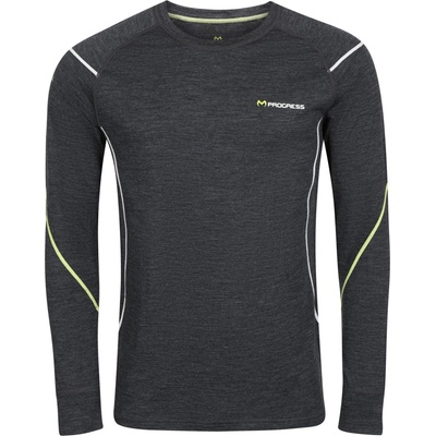 Progress pánské funkční Merino triko MERINO LS černá žlutá bílá – Zboží Dáma