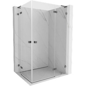 Mexen Lunar L Дуо кабина за душ с десни панти 105 x 95 см, прозрачна, четка в цвят сив gun - 834L-105P-095L-66-00 (834L-105P-095L-66-00)