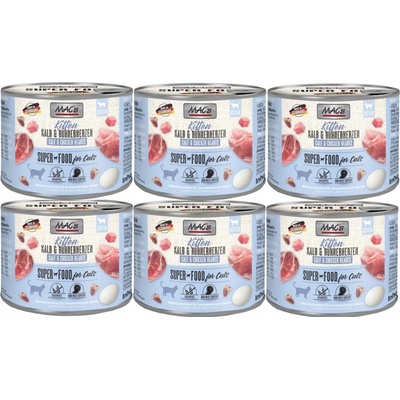 MAC's Cat Kitten teľacie s kuracími srdiečkami 6 x 200 g