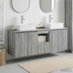 vidaXL Комплект шкафове за баня 3 бр. Сив Сонома 129 x 41 x 79, 5 см (3405653)