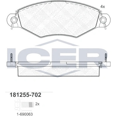Sada brzdových platničiek kotúčovej brzdy ICER 181255-702