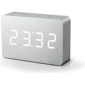 Gingko Design GINGKO Часовник/термометър BRICK - алуминиев ефект с бели цифри (Gingko-GK15W6) Будилник