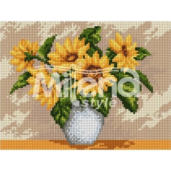Image 1 of Milena Style Ваза със слънчогледи - гоблен с щампа с конци Ariadna