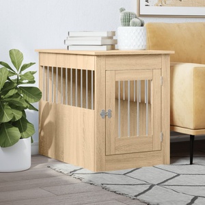 vidaXL Клетка за куче мебел, сонома дъб, 55x80x68 см, инженерно дърво (838325)