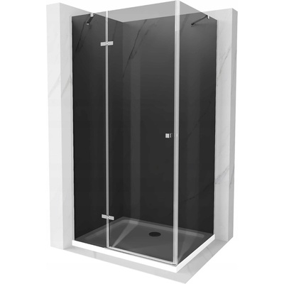 Mexen Roma отваряща се душ кабина 100 x 90 см, графит, хром + корито Flat, бял (854-100-090-01-40-4010)