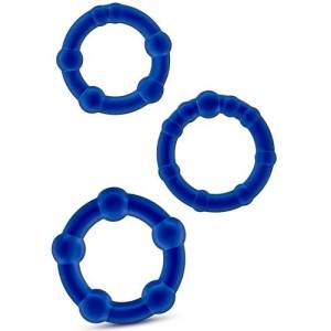 Chisa-novelties Комплект от еластични пенис рингове - пристегачи "rock rings blue" 3 броя