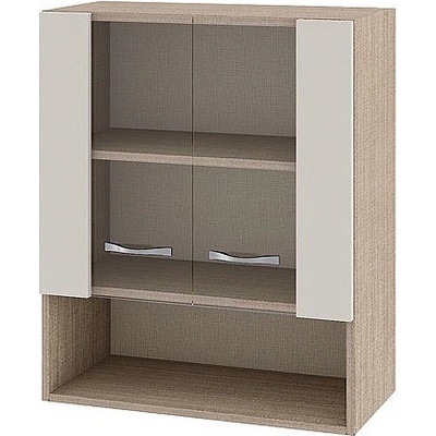 ИРИМ Горен шкаф с две витринни врати и ниша Сити МС-9 мока / сатен 60 см