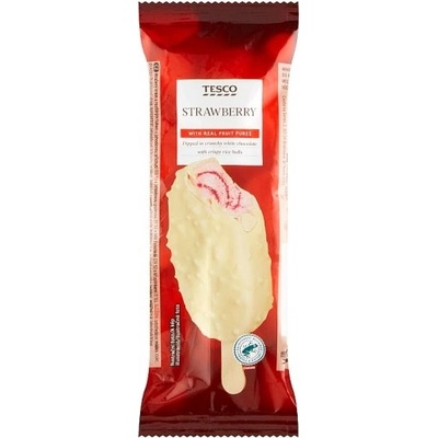 Tesco Mrazený krém s jahodovou príchuťou v bielej čokoláde 120 ml