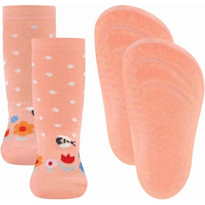 Ewers Stoppersocken SoftStep Blumenwiese - ohne Plüsch - apricot