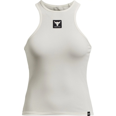 Under Armour Project Rock Rib Tank Womens - Ivory/Black