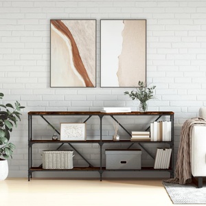 vidaXL Конзолна маса опушен дъб 160x30x75 см инженерно дърво и желязо (832850)