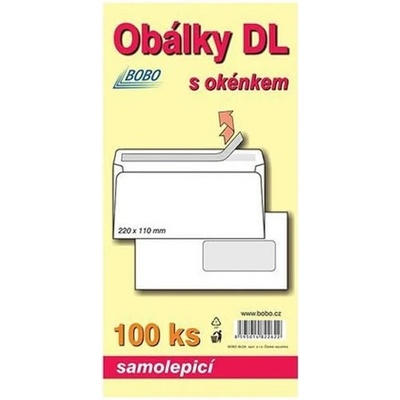 BOBO BLOK - Obálky DL samolepicí s okénkem (bal. 100ks)