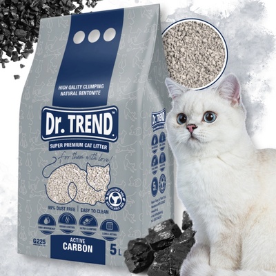 Dr. Trend Premium bentonitová podstielka pre mačky s aktívnym uhlím 5 l