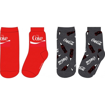 Coca Cola Chlapčenské ponožky červená šedá
