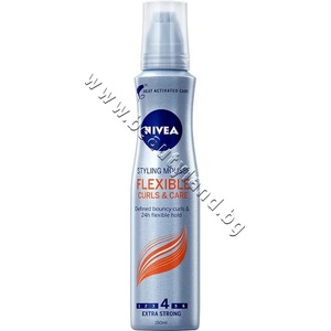 Nivea Пяна за коса Nivea Styling Mousse Flexible Curls & Care, p/n NI-86945 - Пяна за къдрава коса за екстра силна фиксация (NI-86945)