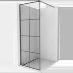 Mexen Kioto душ преграда Walk-in 90 x 200 см, черна решетка 8 мм, Gun metal - 800-090-101-95-77 (800-090-101-95-77)