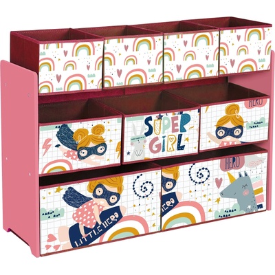 Ginger Home Органайзер-етажерка за играчки и книжки Ginger Home - Super Girl, с 9 коша (TF6018)
