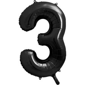 Party Deco Фолиев балон цифра, 86 см, черен - 3 (fb1m-3-010)