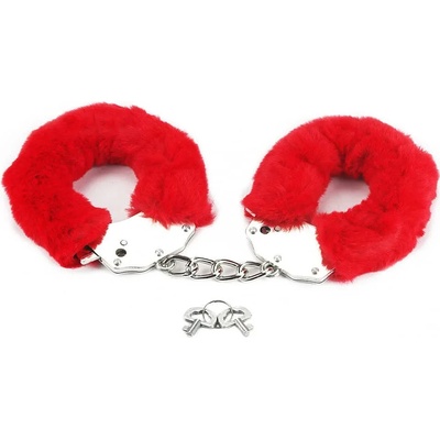 Белезници с червен плюш, фетиш удоволствие - Fluffy Hand Cuffs (LVTOY00272)