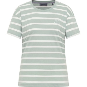 ELBSAND Дамска тениска ELBSAND Women's Uumi T-shirt - Silt Green / Cloud White / Stripe - размер XXL (916-7691-0216)