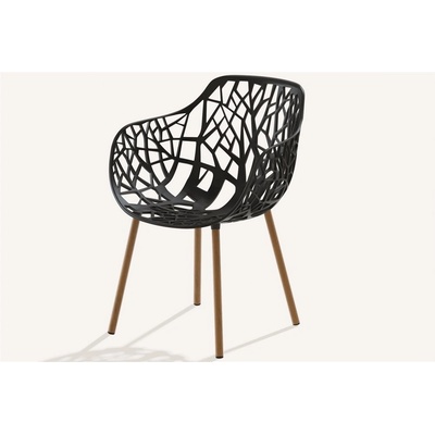 Fast Hliníkové jídelní křeslo Forest, 56x56x80 cm, nohy iroko, hliník bílá white