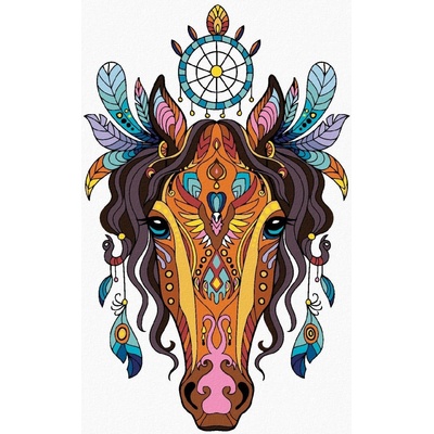 Zuty Malování Podle Čísel Mandala Kůň 80 x 100 Cm Plátno Rám 8596530069515