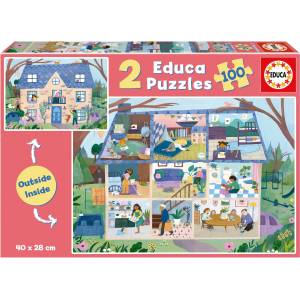 Educa Детски пъзел Educa от 2 x 100 части - Къща отвън и отвътре (EDU19957) - baby