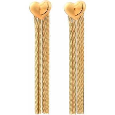 Nefertitis Náušnice z pozlacené nerezové oceli Srdce a střapce NF62541 - cca 9,2 cm