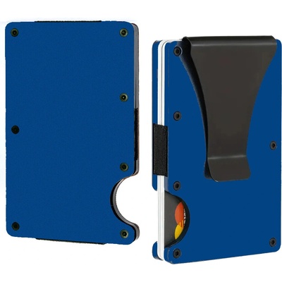 Handel Kovová minimalistická peňaženka s RFID ochranou Dekor / modrá
