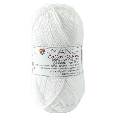 Performance Bavlněná příze Cotton Queen 0101 - bílá 50g 125m