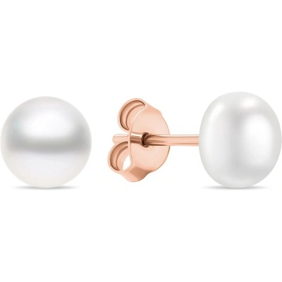 Brilio Silver Půvabné bronzové náušnice pecky s pravými perlami EA585/6/7/8R 0,6 cm