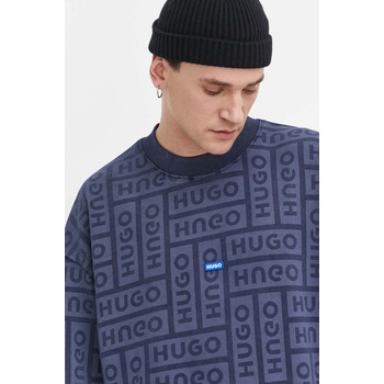 Hugo Blue Памучен суичър Hugo Blue в тъмносиньо с десен 50510545 (50510545)