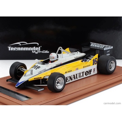 Tecnomodel Renault F1 Re30b V6 Turbo Team Renault Elf N 16 Winner France Gp with Pilot Figure 1982 Rene Arnoux Bílá Žlutá Černá 1:18