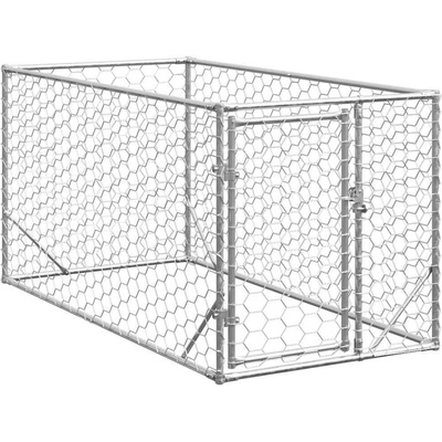 vidaXL Venkovní psí kotec s dveřmi 200 x 100 x 100 cm pozinkovaná ocel 9799.4105410