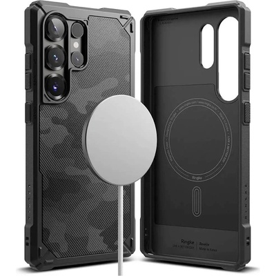 Ringke Rugged Gear Magnetic Case - удароустойчив силиконов (TPU) калъф с MagSaf за Samsung Galaxy S25 Ultra (черен-камуфлаж)