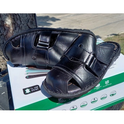 EZEL Черни мъжки чехли ezel, шити и лепени, затворени на пръстите