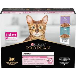 PRO PLAN PRO PLAN Delicate Digestion - Мокра храна за котки с пуйка и океанска риба в сос, 10 x 85 г